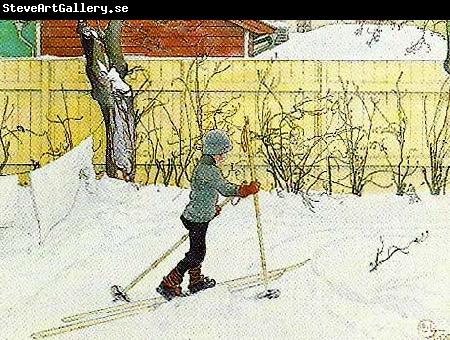 Carl Larsson falugarden-esbjorn pa skidor